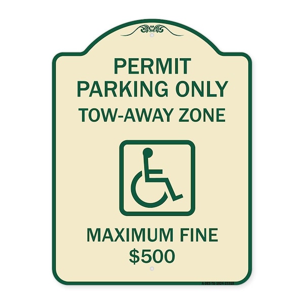 Signmission Permit Parking Tow-Away Zone Maximum Fine Heavy-Gauge Aluminum Sign, 18" L, 24" H, TG-1824-23318 A-DES-TG-1824-23318 - main